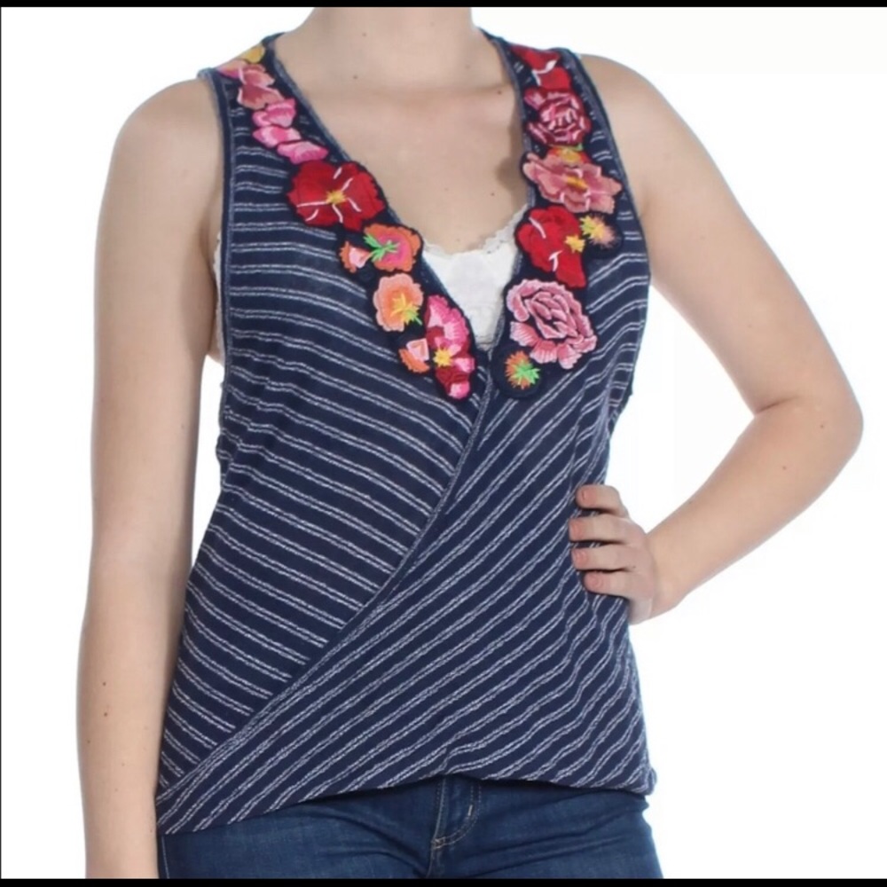 Free People Striped Sleeves Floral